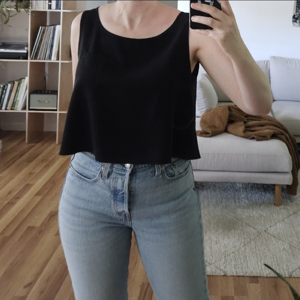 vintage silk black boxy 90s y2k grunge goth cottage indie urban tank top blouse